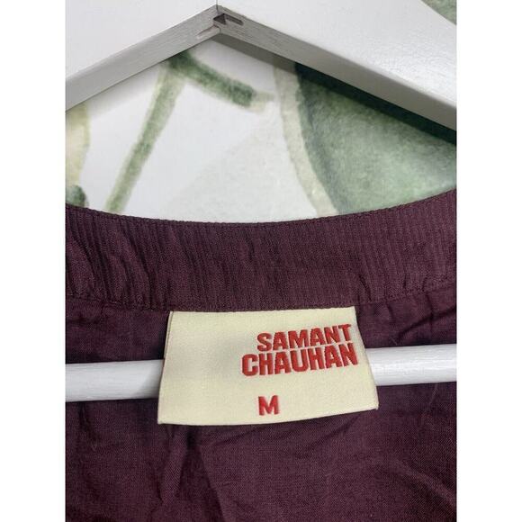 Samant Chauhan Womens Medium Purple Embroidered Swing Blouse Long Sleeve - Picture 5 of 7